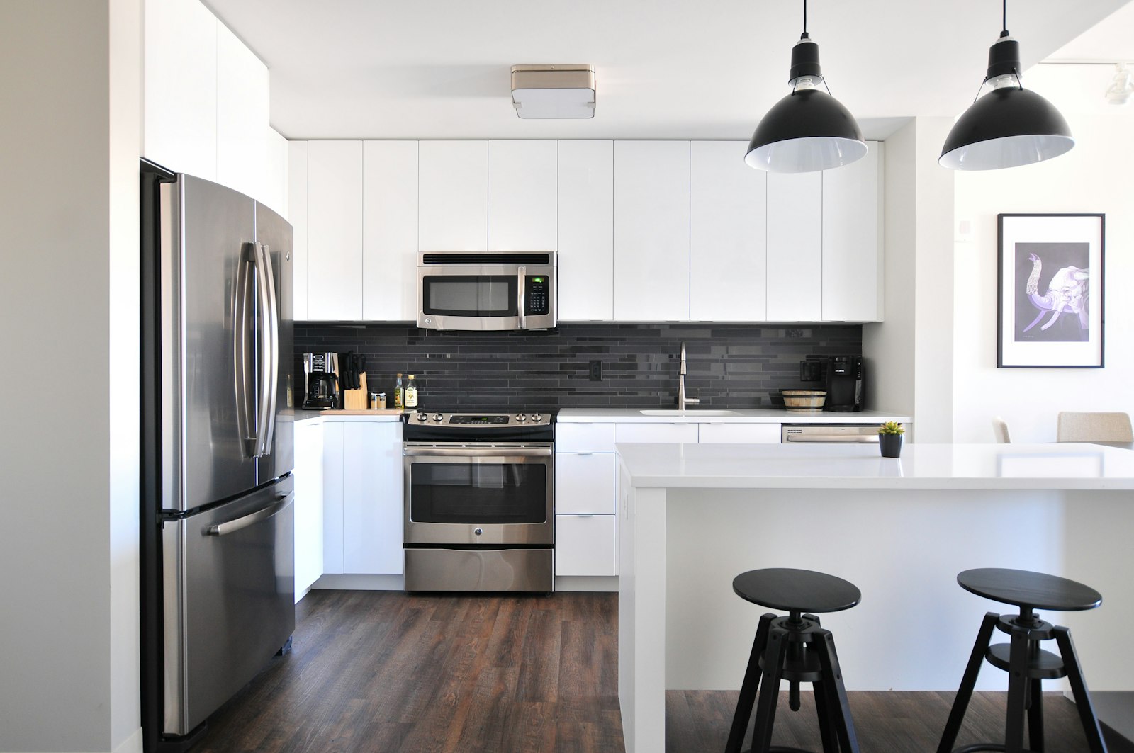 Sunlit kitchen interior